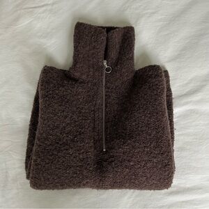 Wilfred Free Half-Zip Bouclé Sweater in Dark Brown